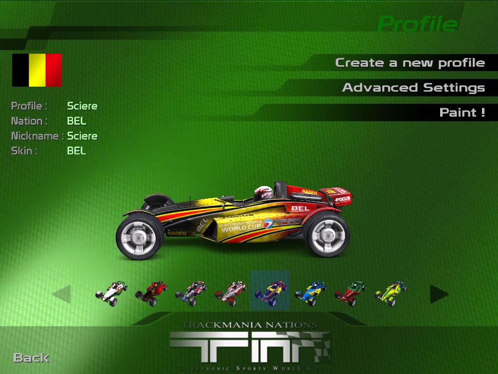 TrackMania Nations ESWC (Windows) screenshot: Profile management