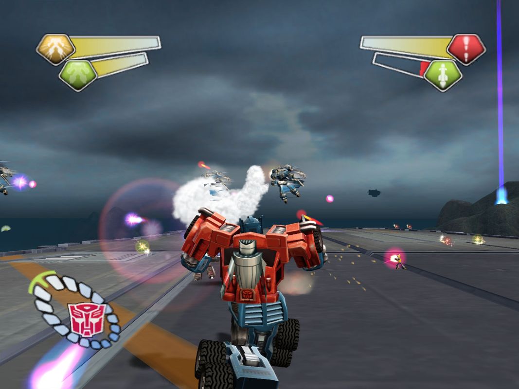TransFormers (PlayStation 2) screenshot: Optimus on the deck of Tidal Wave.
