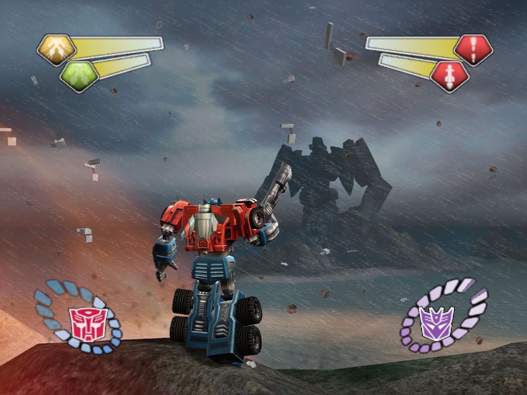TransFormers (PlayStation 2) screenshot: Tidal Wave appearing in the distance, after transforming from his Aircraft Carrier state.