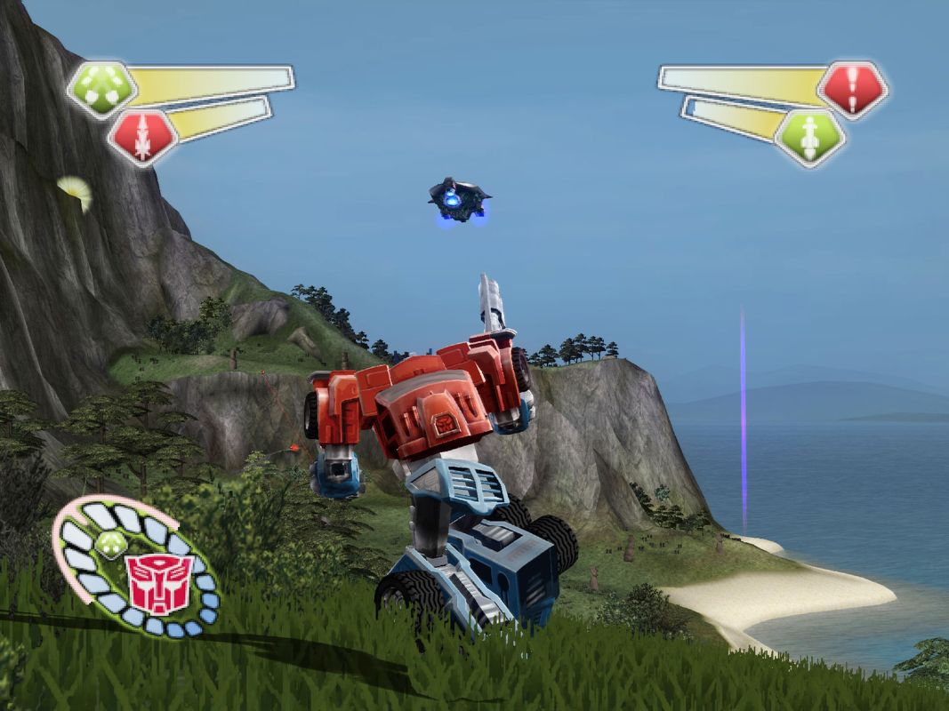 TransFormers (PlayStation 2) screenshot: The hazardous cliffs of Pacific Island.