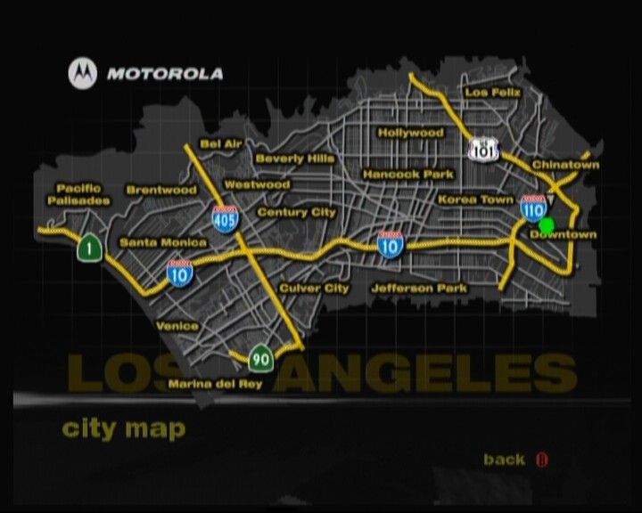 True Crime: Streets of LA (Xbox) screenshot: Whenever you get off track, check the street map of LA.