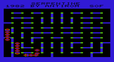 Serpentine (VIC-20) screenshot: Title screen and game demo