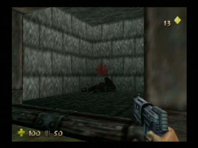 Turok 2: Seeds of Evil (Nintendo 64) screenshot: I was trying to shoot a picture but, you were in the way.