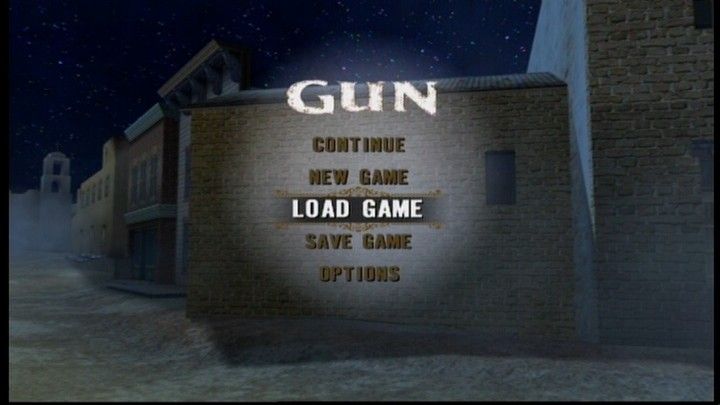 Gun (Xbox 360) screenshot: Main menu differs upon your current position in the game.