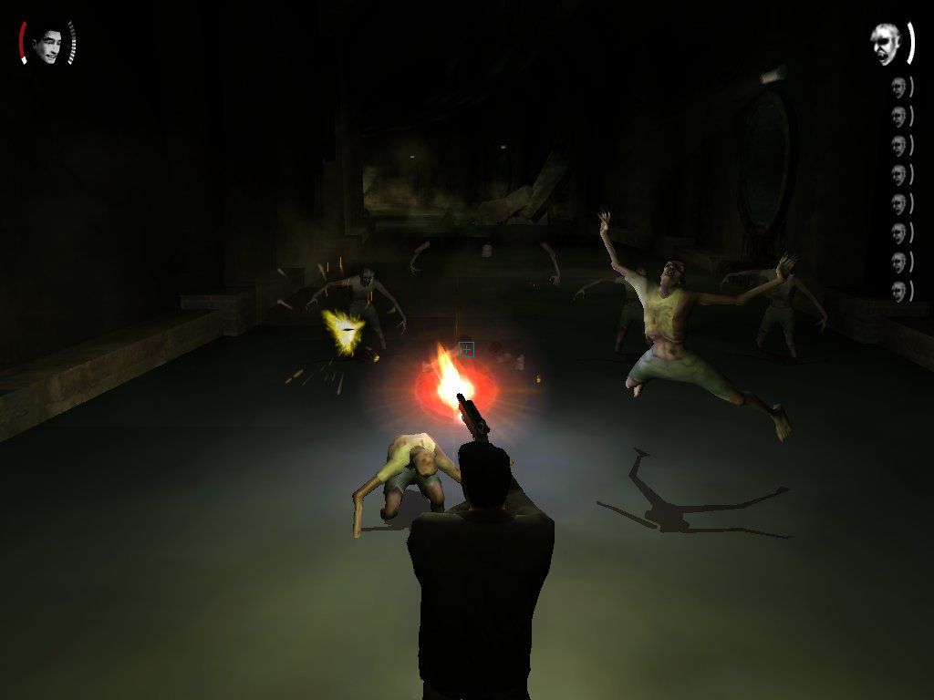 True Crime: Streets of LA (Windows) screenshot: Nick battles through hordes of zombies in the sewers beneath China Town. That's right. Zombies. But wait, it gets weirder!