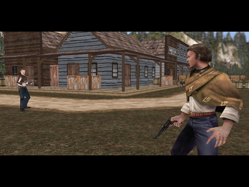 Western Outlaw: Wanted Dead or Alive (Windows) screenshot: This guy is desperately trying to look like Clint Eastwood...