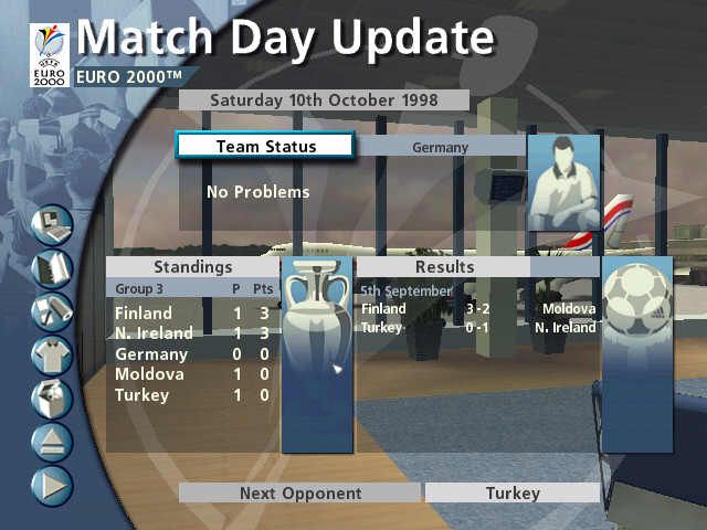 UEFA Euro 2000 (Windows) screenshot: following all the matches