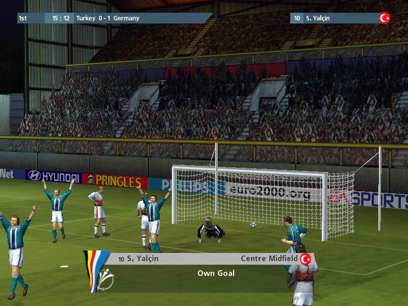 UEFA Euro 2000 (Windows) screenshot: i scored an own goal...