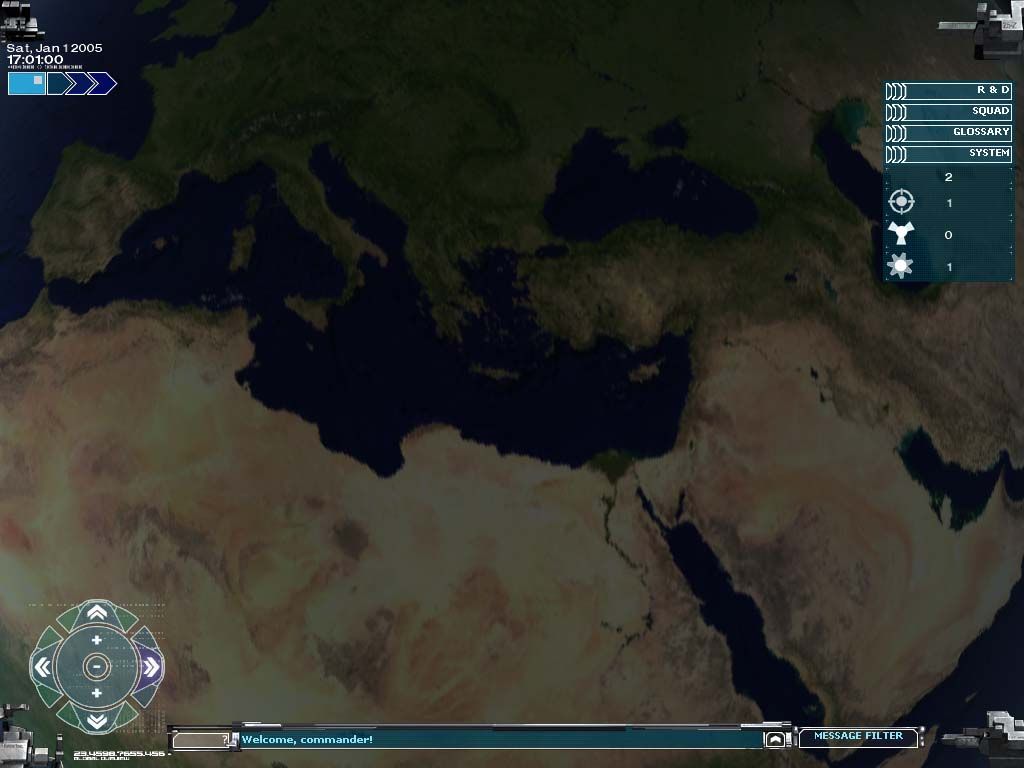 UFO: Aftermath (Windows) screenshot: Zoomed in on the Mediterranean