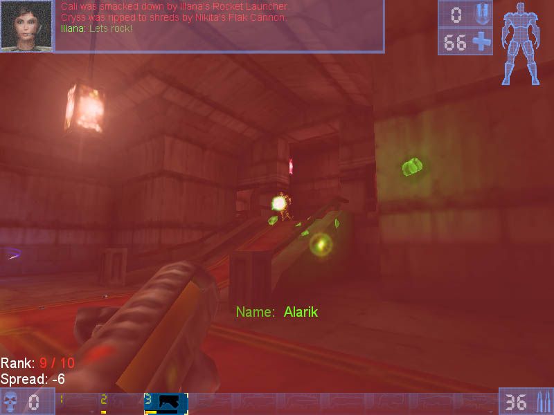 Unreal Tournament (Windows) screenshot: Testing the bio rifle ...