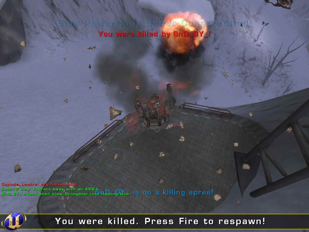 Unreal Tournament 2004 (Windows) screenshot: A tank blew up this turret, and me with it.