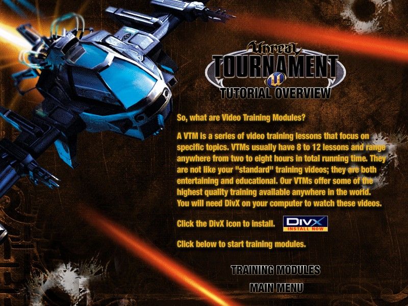 Unreal Tournament 2004 (DVD Special Edition) (Windows) screenshot: Hours and hours of video training modules are the big added feature of the DVD edition.
