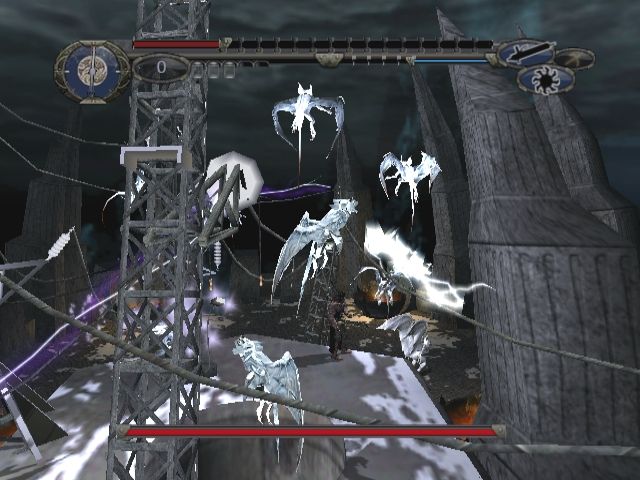 Van Helsing (PlayStation 2) screenshot: Pygmy Bats, spawned from the egg sacks below.