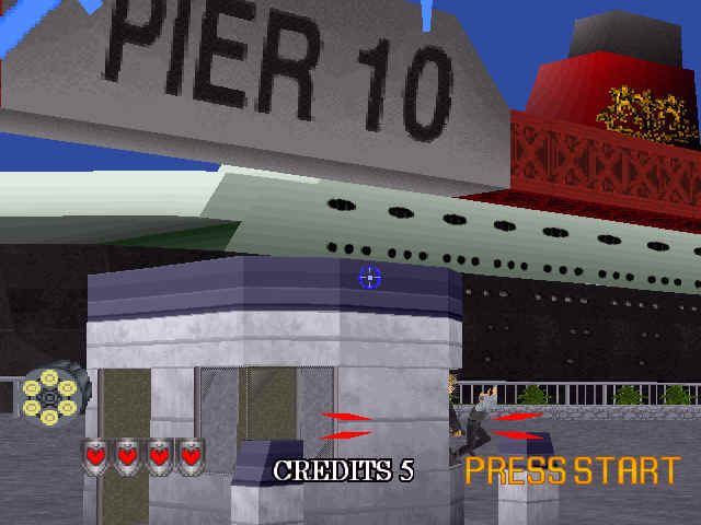 Virtua Cop 2 (Windows) screenshot: a ship