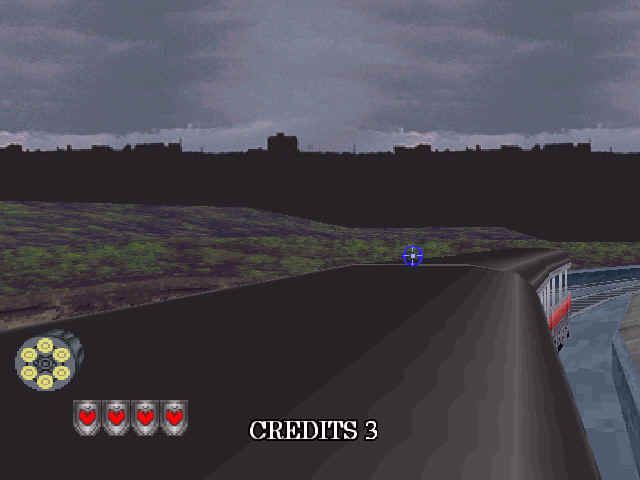 Virtua Cop 2 (Windows) screenshot: on top of a train