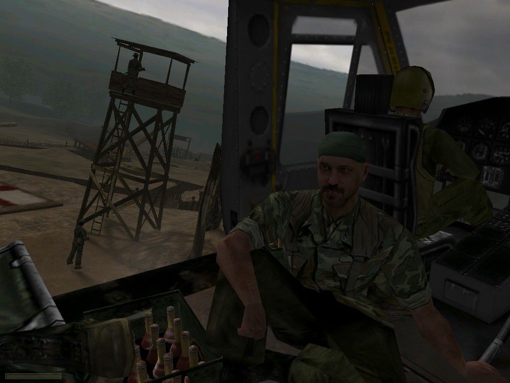 Vietcong (Windows) screenshot: While riding a chopper you can look around at your leisure