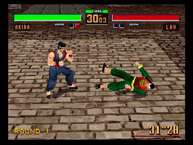 Virtua Fighter 2 (SEGA Saturn) screenshot: Akira vs. Lau replay