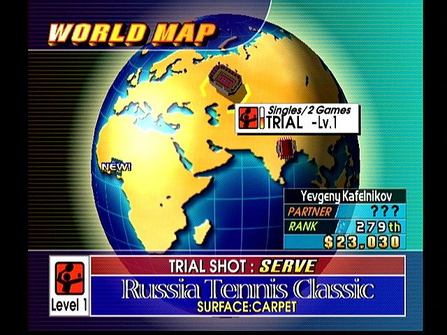 Virtua Tennis (Dreamcast) screenshot: World Map