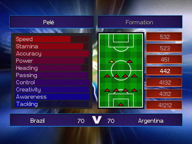 Viva Soccer (Windows) screenshot: Pele's stats