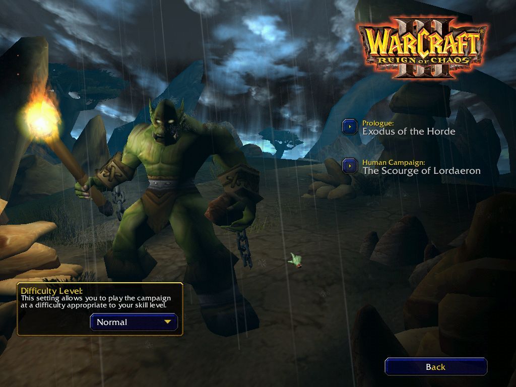 WarCraft III: Reign of Chaos (Windows) screenshot: Starting your first campaign.