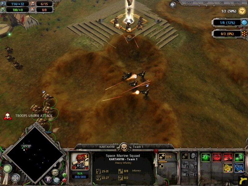Warhammer 40,000: Dawn of War (Windows) screenshot: the enemy troops try to get the upper hand