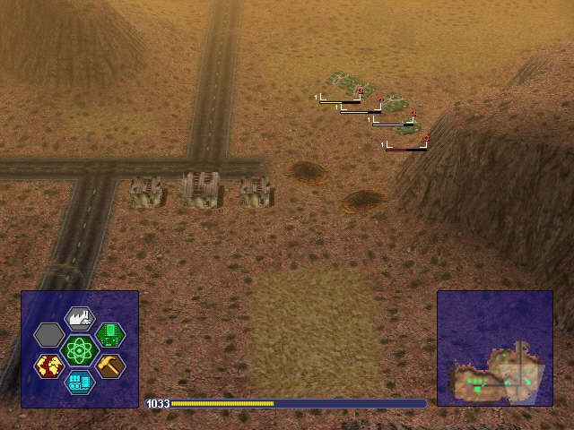 Warzone 2100 (Windows) screenshot: tanks getting ready