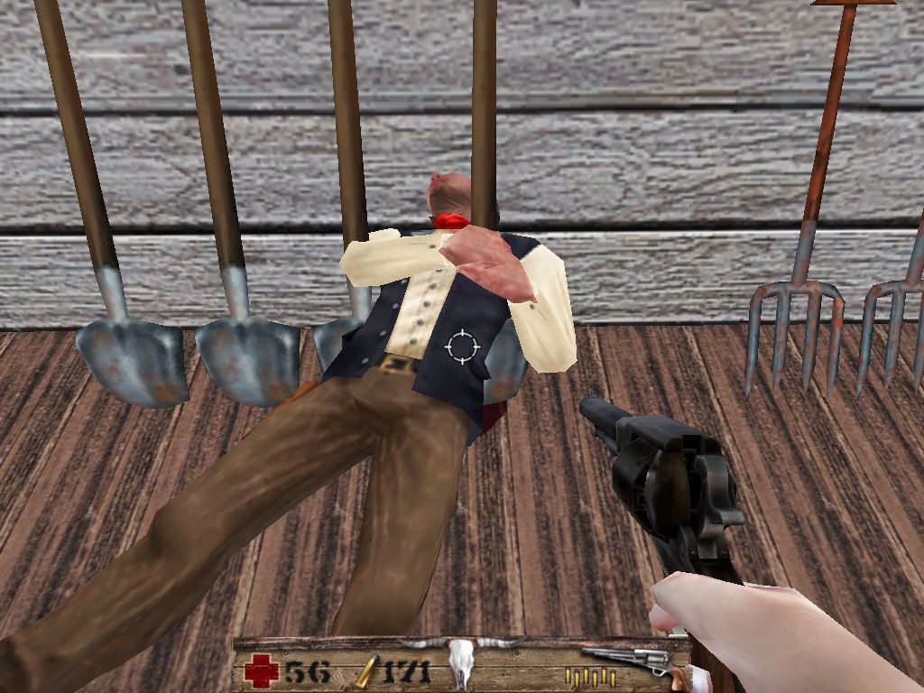 Western Outlaw: Wanted Dead or Alive (Windows) screenshot: This lack of clipping is killing me!