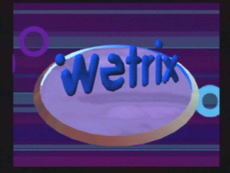 Wetrix (Nintendo 64) screenshot: The title screen. The logo rises out of a pool of water in a rather cool manner.