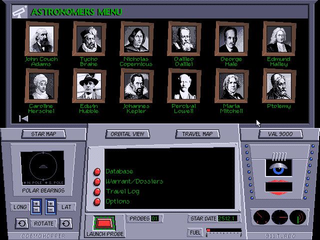 Where in Space Is Carmen Sandiego?: Deluxe (DOS) screenshot: Images of famous astronomers