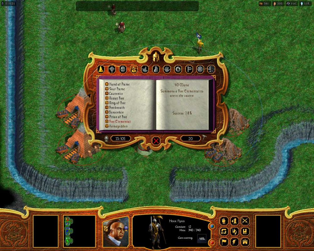 Warlords: Battlecry II (Windows) screenshot: Spellbook