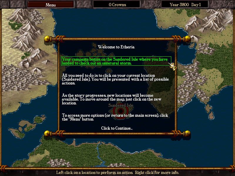 Warlords: Battlecry III (Windows) screenshot: World Map tips on what to do