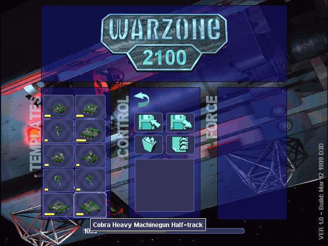 Warzone 2100 (Windows) screenshot: make your own force