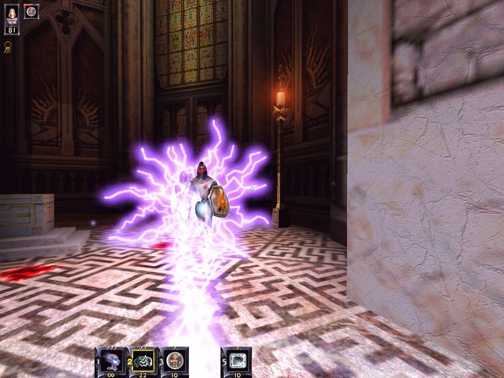 The Wheel of Time (Windows) screenshot: Roasting a Whitecloak with the chain lighning Ter'angreal.
