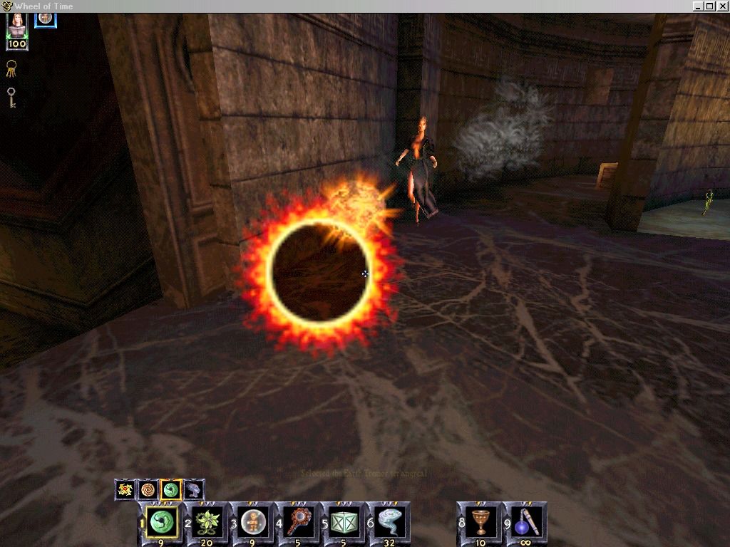 The Wheel of Time (Windows) screenshot: An evil sorceress drains your energy with the Decay spell.