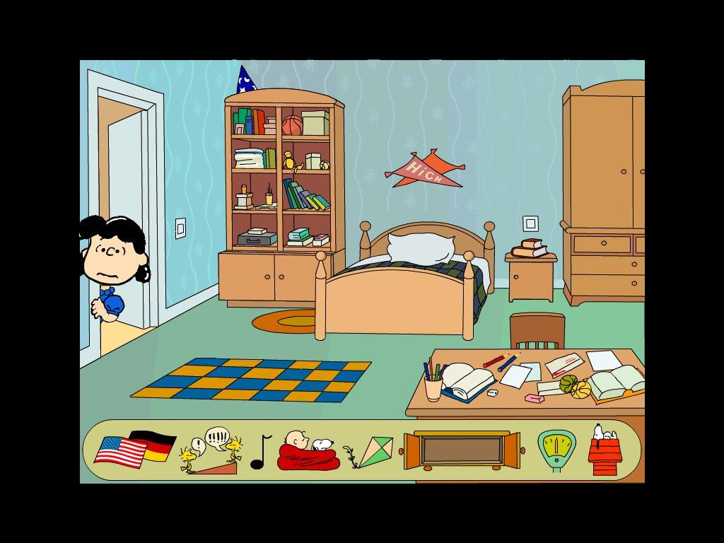 Where's the Blanket Charlie Brown? (Windows) screenshot: In charlie Brown's Room