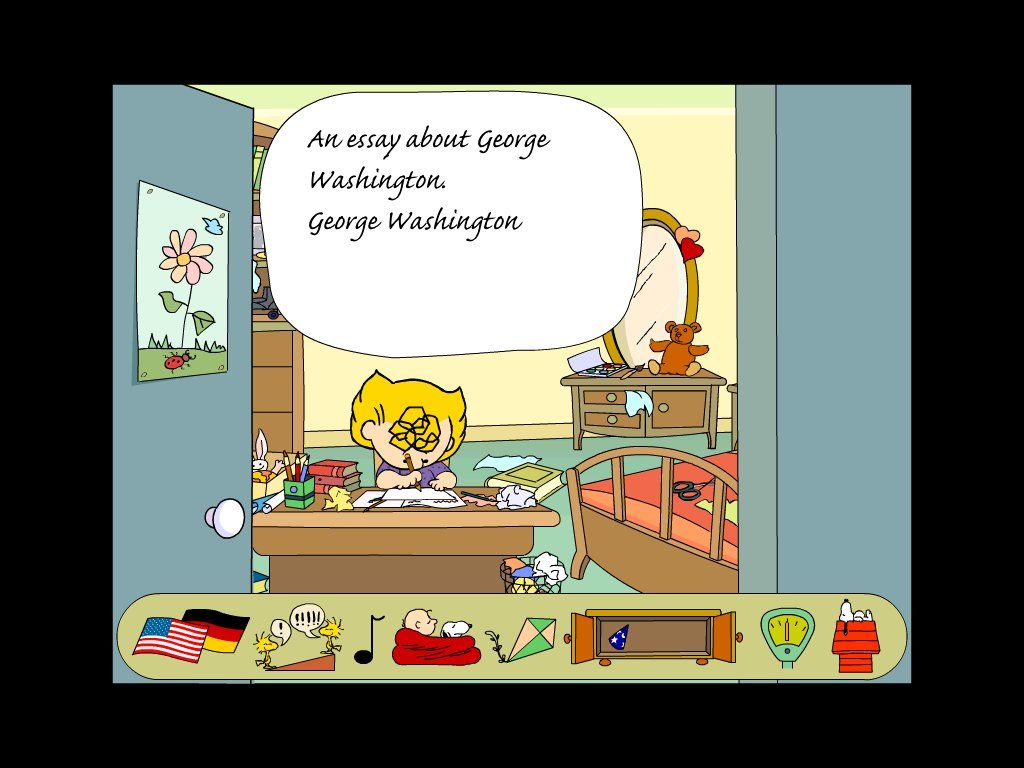 Where's the Blanket Charlie Brown? (Windows) screenshot: Sally Writting