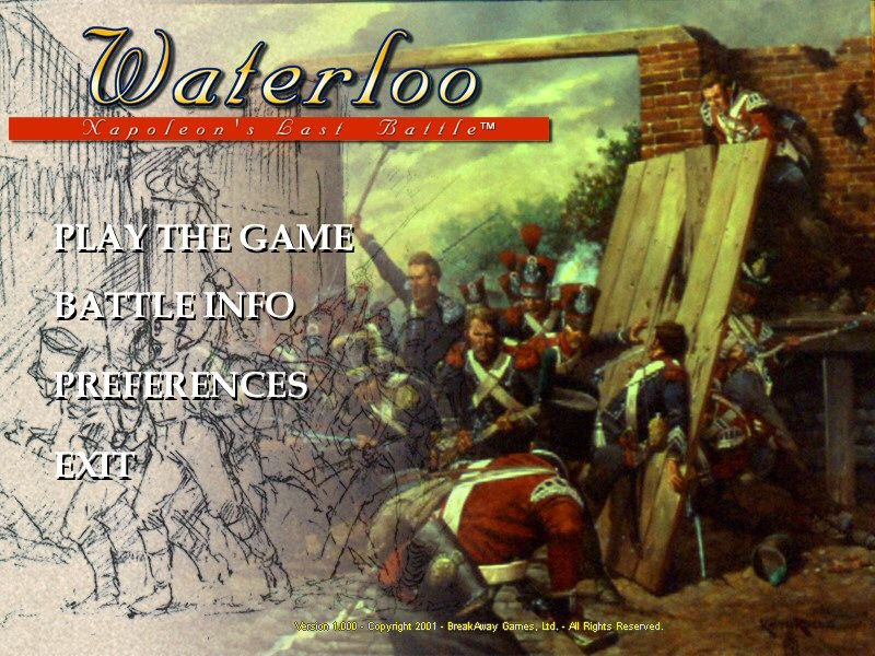 Waterloo: Napoleon's Last Battle (Windows) screenshot: Start screen