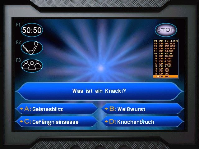 Who Wants to Be a Millionaire (Windows) screenshot: The first question... (German edition)