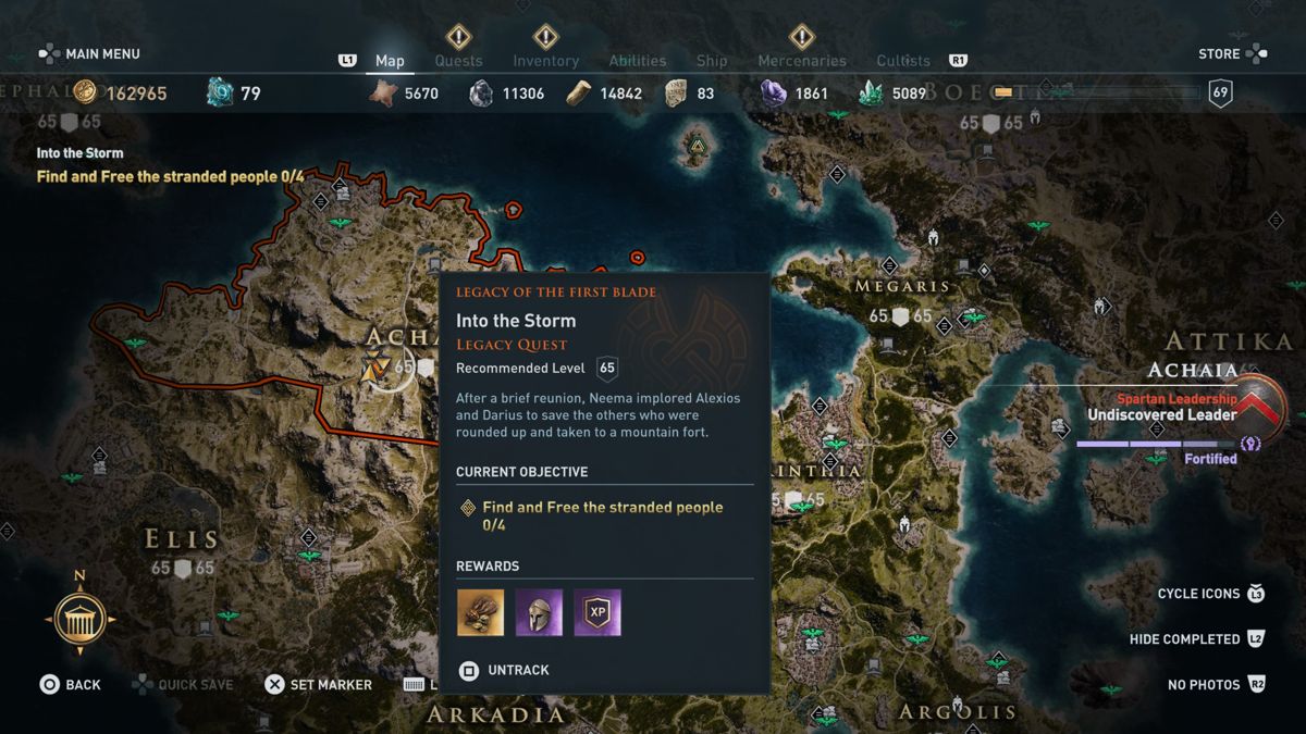 Assassin's Creed: Odyssey - Legacy of the First Blade (PlayStation 4) screenshot: Episode 2: New quests mainly take place in Achaia