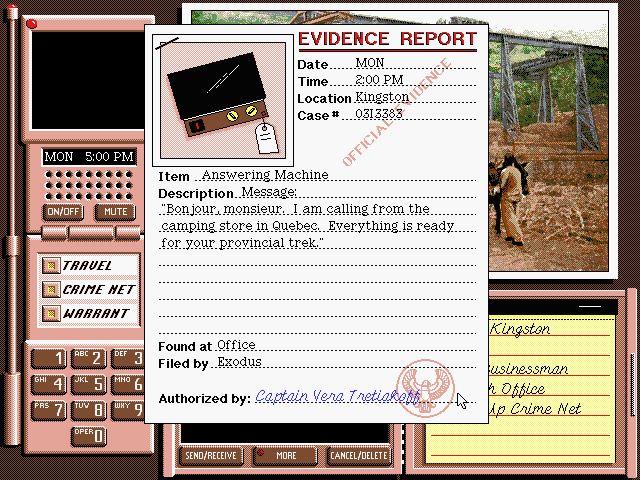 Where in the World Is Carmen Sandiego? (Deluxe Edition) (DOS) screenshot: Evidence Report