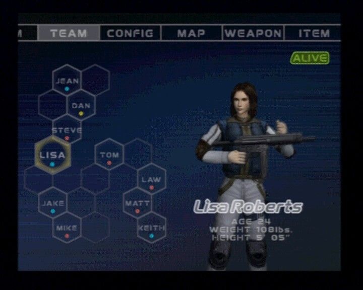 WinBack: Covert Operations (PlayStation 2) screenshot: Checking the status of your team.