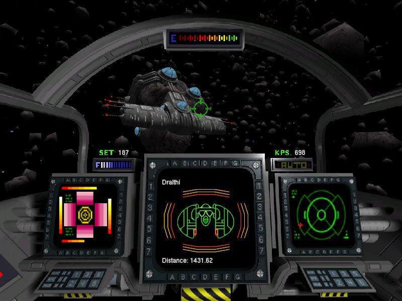 Wing Commander: Privateer - Gemini Gold (Windows) screenshot: Within an asteroid field...