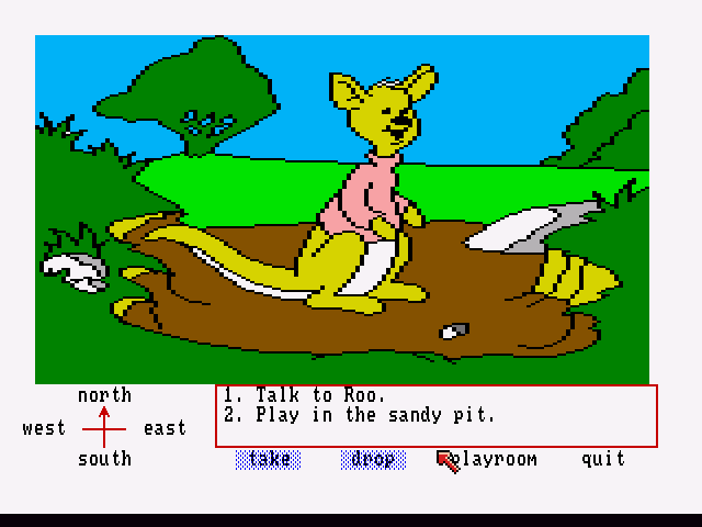 Winnie the Pooh in the Hundred Acre Wood (Amiga) screenshot: Say hello to Roo