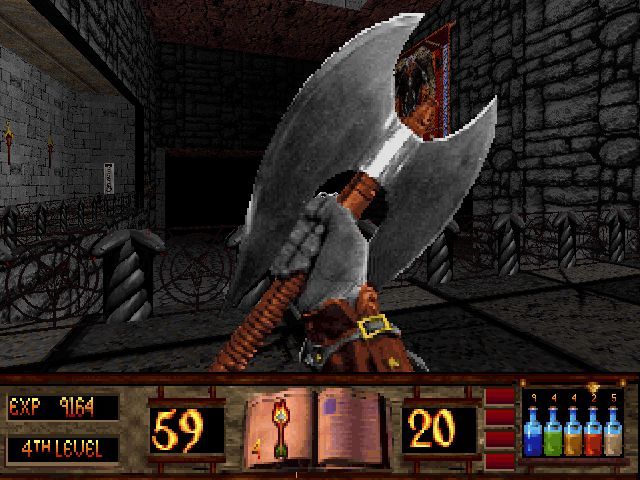 Witchaven (DOS) screenshot: Our red friend won't be needing this axe anymore...