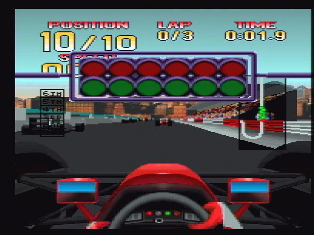 World Tour Racing (Jaguar) screenshot: Starting line (In-car view)