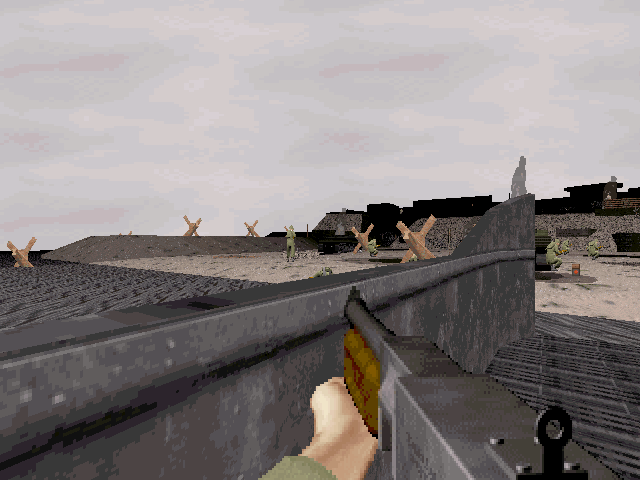 WWII GI (DOS) screenshot: Beach invasion of Normandy