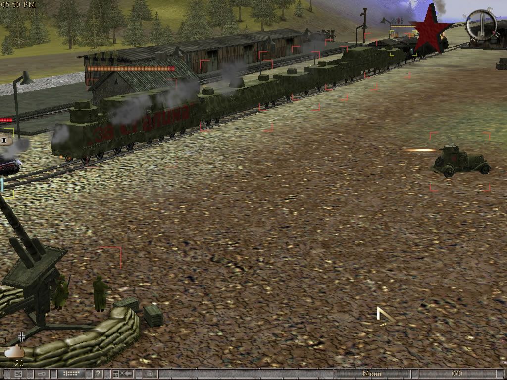 World War II: Panzer Claws (Windows) screenshot: A train under attack in one of the early missions