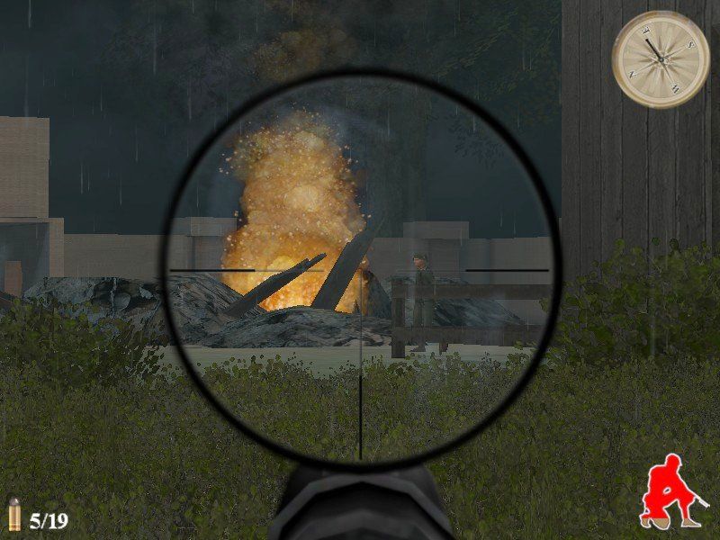 World War II: Sniper - Call to Victory (Windows) screenshot: Lining up a shot.