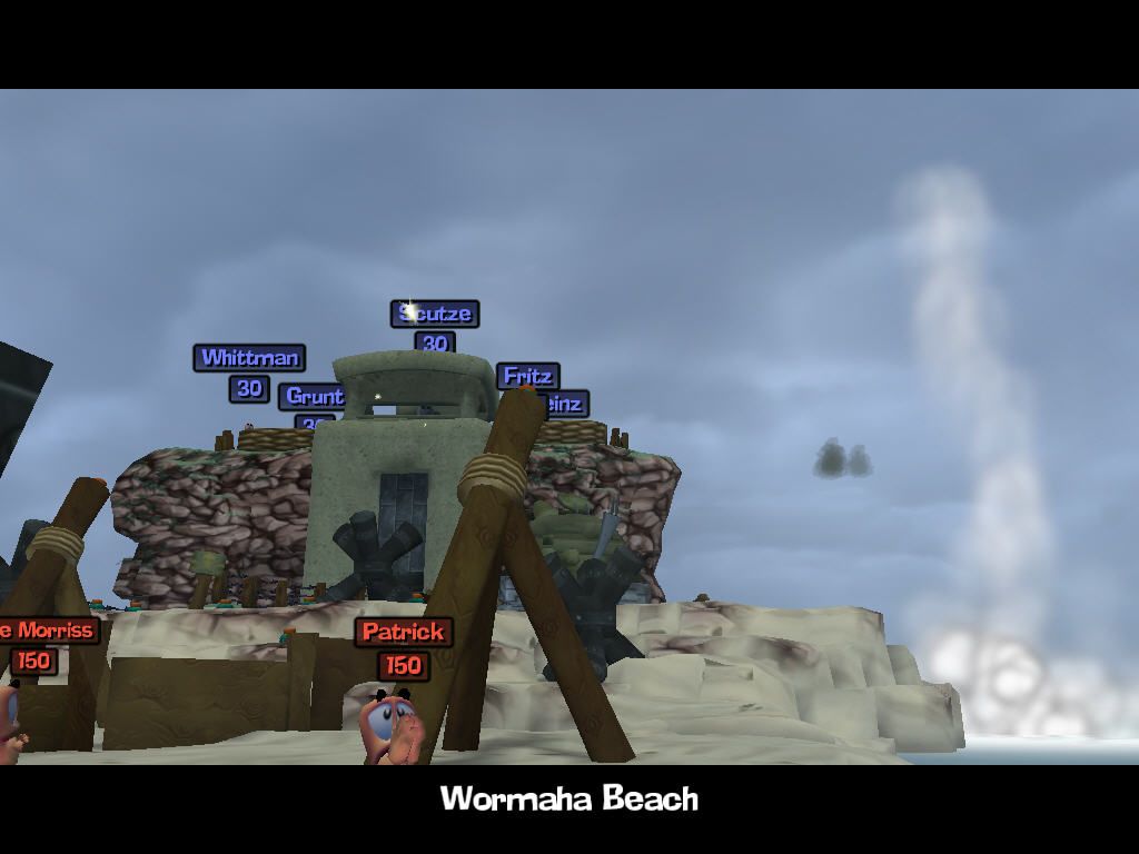 Worms 3D (Windows) screenshot: 1st level in campaign - Wormaha Beach
