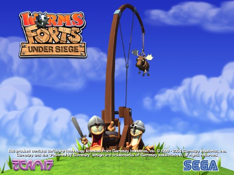 Worms Forts: Under Siege (Windows) screenshot: Title Screen